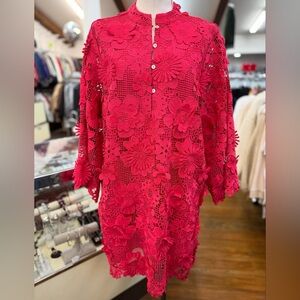 Elegant Red Lace Mini Dress